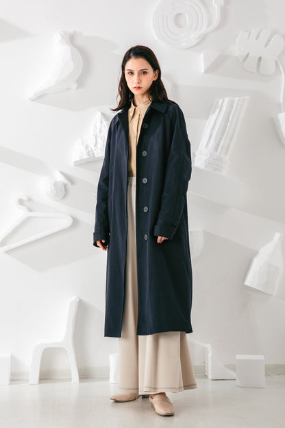 SKYE San Francisco SF shop ethical modern minimalist quality women clothing fashion Coraline Trench Coat blue 3