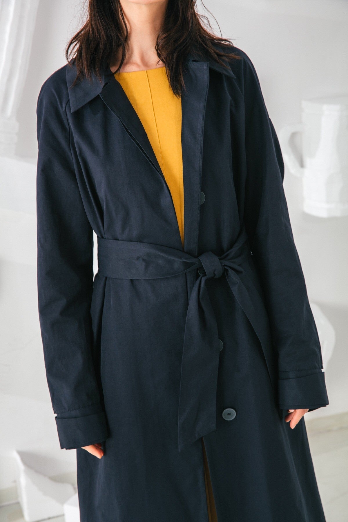 SKYE San Francisco SF shop ethical modern minimalist quality women clothing fashion Coraline Trench Coat blue 5