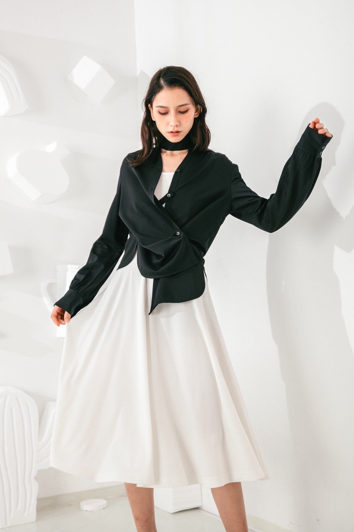 SKYE San Francisco SF shop ethical modern minimalist quality women clothing fashion Eléonore Blouse black 2