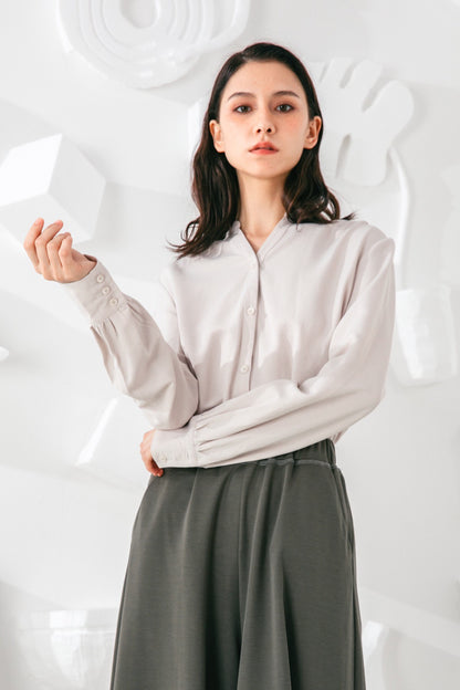 SKYE San Francisco SF shop ethical modern minimalist quality women clothing fashion Eléonore Blouse light grey