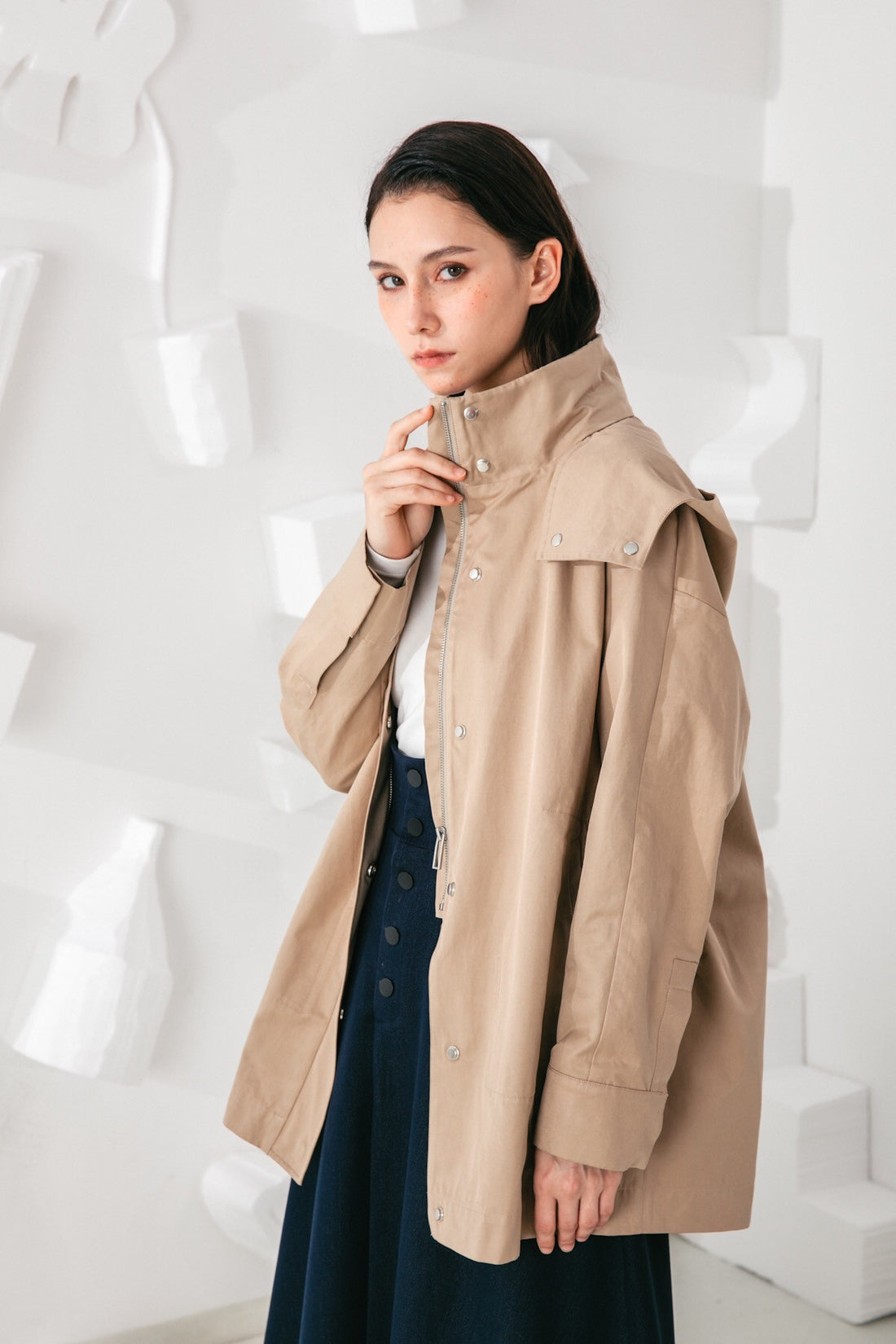 SKYE San Francisco SF shop ethical modern minimalist quality women clothing fashion Gabrielle Coat beige 3