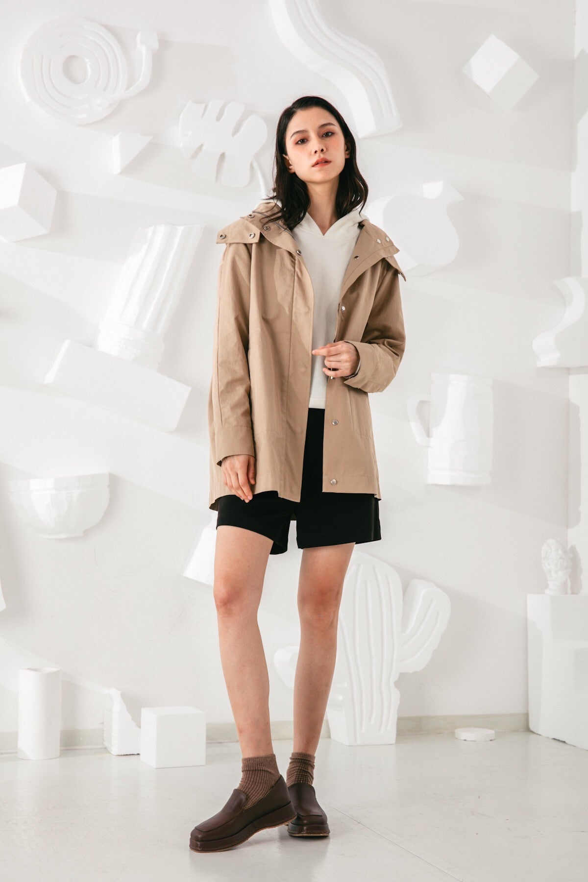 SKYE San Francisco SF shop ethical modern minimalist quality women clothing fashion Gabrielle Coat beige 4