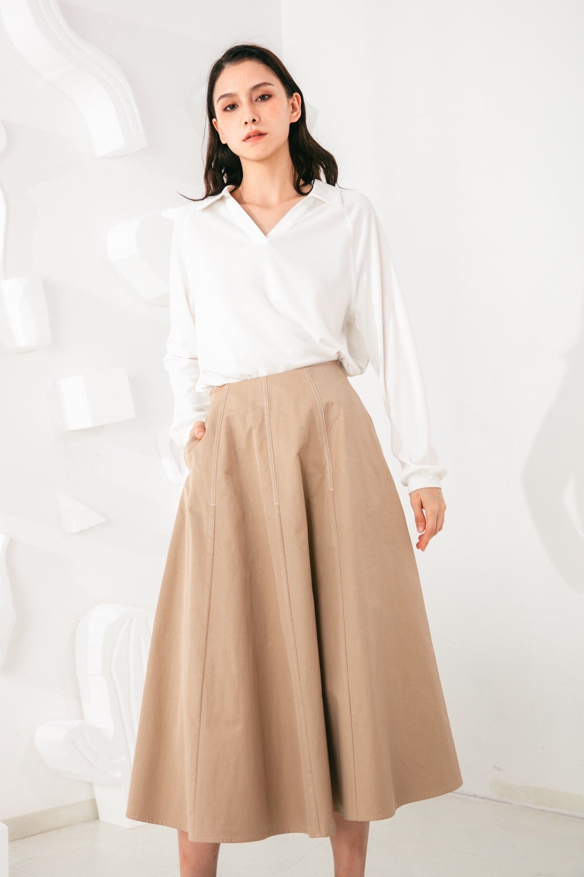 SKYE San Francisco SF shop ethical modern minimalist quality women clothing fashion Jeanne Midi Skirt 2