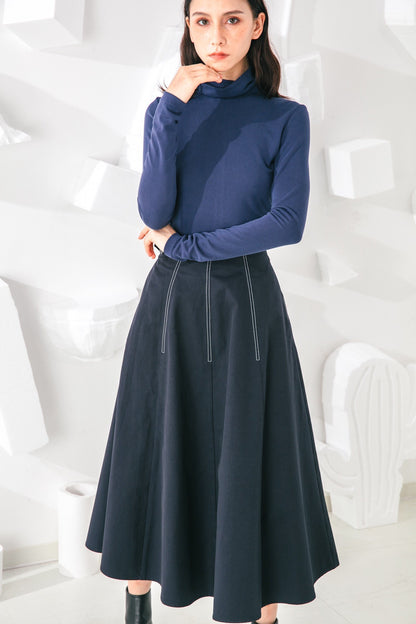 SKYE San Francisco SF shop ethical modern minimalist quality women clothing fashion Jeanne Midi Skirt blue 5
