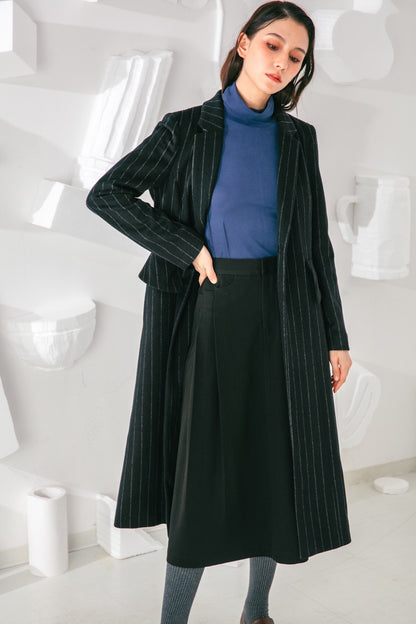 SKYE San Francisco SF shop ethical sustainable modern minimalist elegant quality women clothing fashion brand Aurelie Midi Skirt Black 2