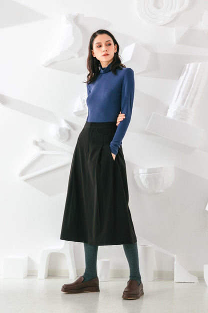 SKYE San Francisco SF shop ethical sustainable modern minimalist elegant quality women clothing fashion brand Aurelie Midi Skirt Black 3