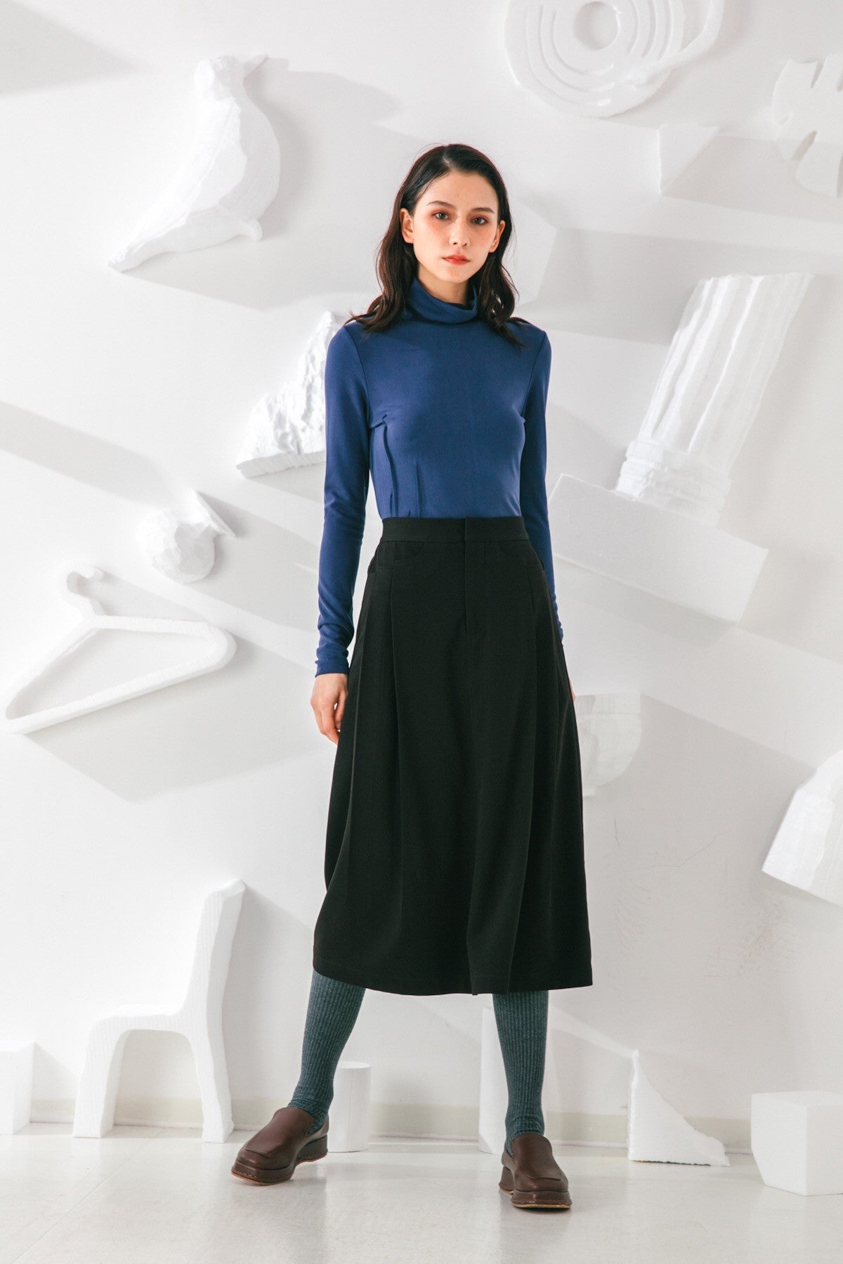 SKYE San Francisco SF shop ethical sustainable modern minimalist elegant quality women clothing fashion brand Aurelie Midi Skirt Black 6