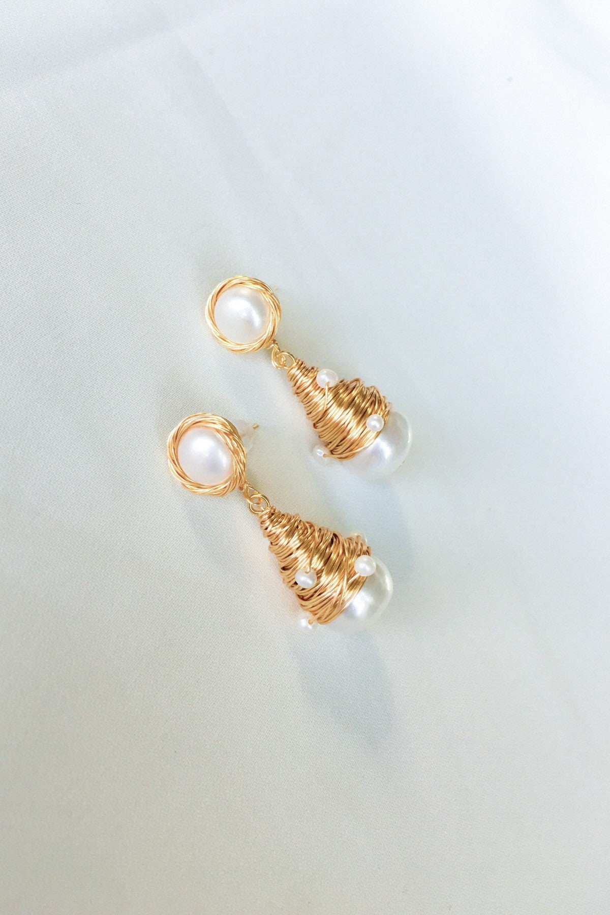 Beautiful pearl drop design 14k yellow gold earring set from PC Chandra  jewellers.