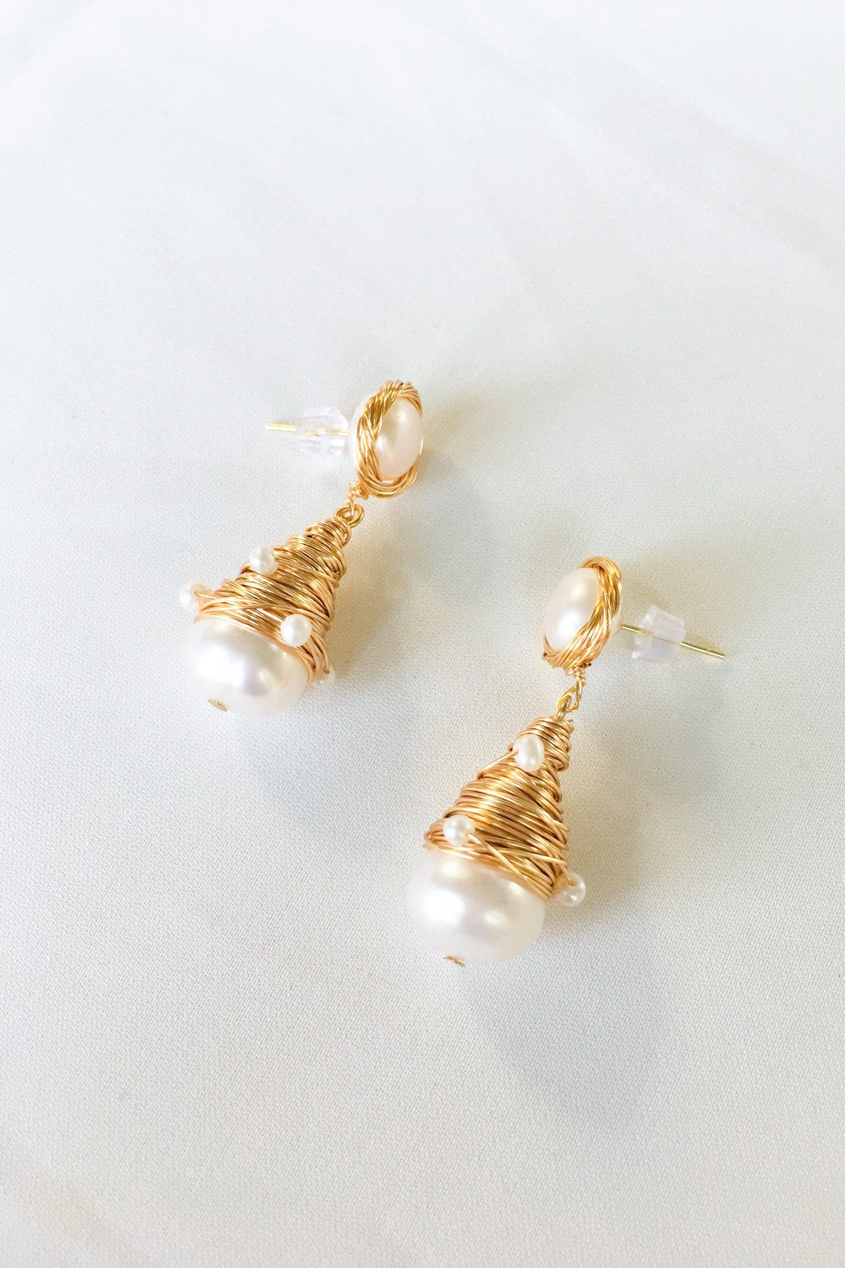 Dainty Pearl Stud Earrings on Gold Plated Silver, Crafted With Traditional  Indian/pakistani Jadau Technique - Etsy