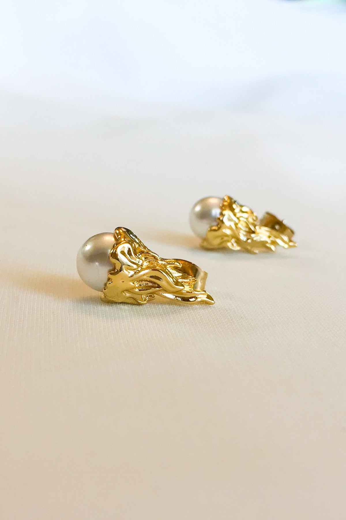 SKYE San Francisco SF shop ethical sustainable modern minimalist luxury women jewelry Spring 2020 Megève 18K Gold Pearl Stud Earrings 2