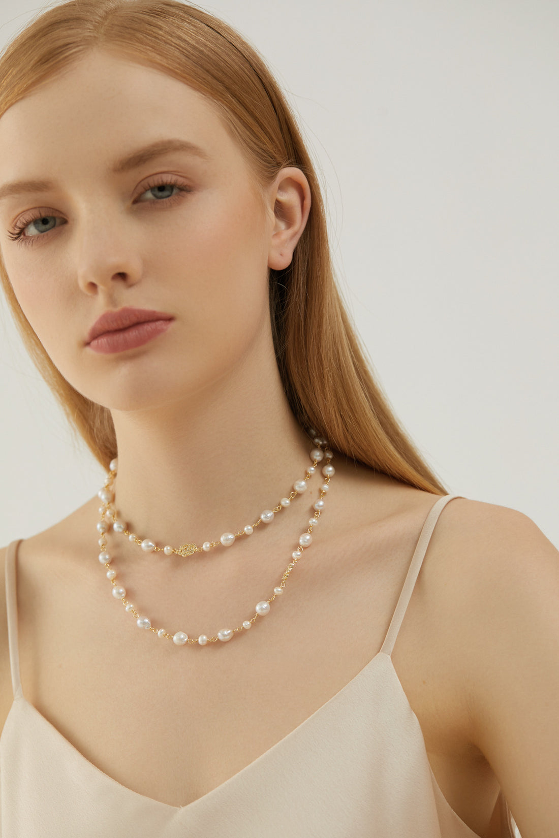 SKYE San Francisco Shop Chic Modern Elegant Classy Women Jewelry French Parisian Minimalist Charlene Crystal Rose Long Pearl Necklace 3