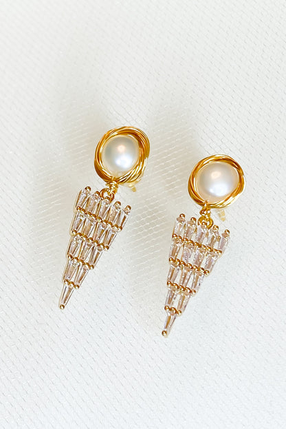 SKYE San Francisco Shop Chic Modern Elegant Classy Women Jewelry French Parisian Minimalist Ella Gold Pearl Crystal Drop Earrings 3