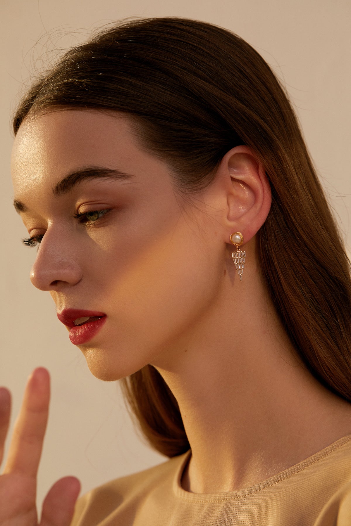 SKYE San Francisco Shop Chic Modern Elegant Classy Women Jewelry French Parisian Minimalist Ella Gold Pearl Crystal Drop Earrings 7
