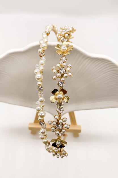 SKYE San Francisco Shop Chic Modern Elegant Classy Women Jewelry French Parisian Minimalist Hazel Gold Flower Pearl Headband 3