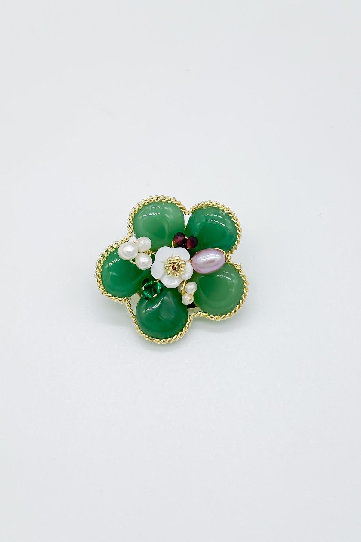 SKYE San Francisco Shop Chic Modern Elegant Classy Women Jewelry French Parisian Minimalist Marlon Gold Jade Flower Brooch 2