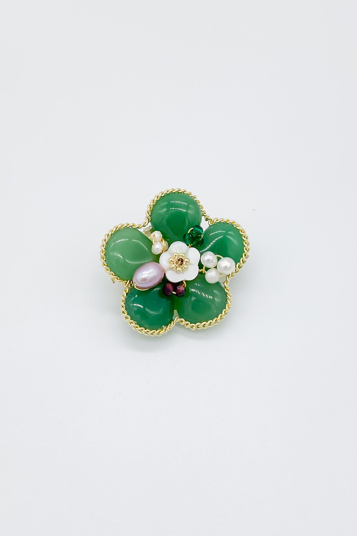 SKYE San Francisco Shop Chic Modern Elegant Classy Women Jewelry French Parisian Minimalist Marlon Gold Jade Flower Brooch