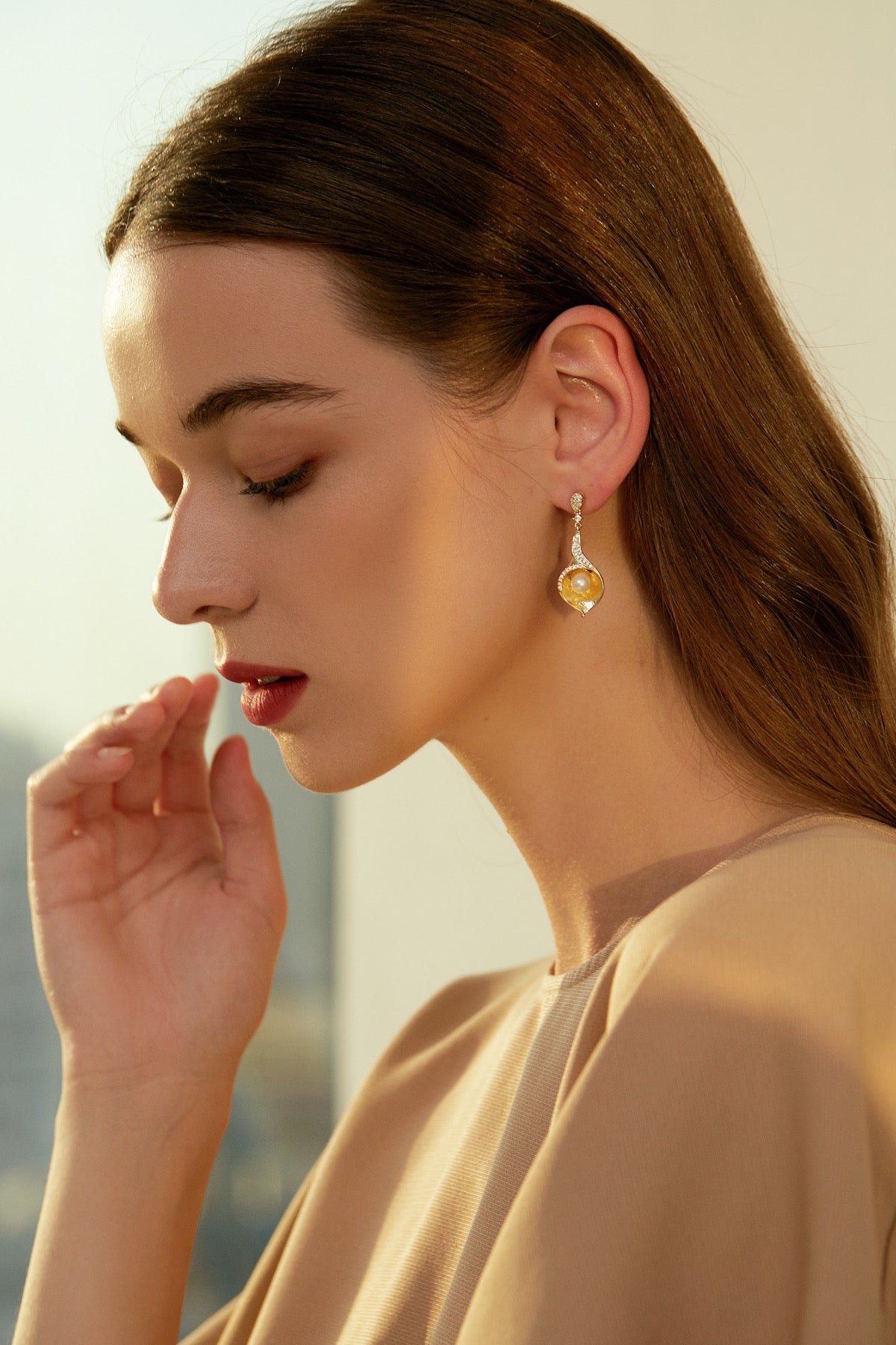 SKYE San Francisco Shop Chic Modern Elegant Classy Women Jewelry French Parisian Minimalist Pacome Calla Lily Pearl Drop Earrings 6