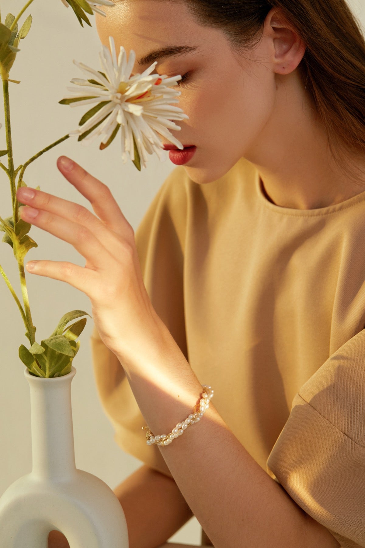 SKYE San Francisco Shop Chic Modern Elegant Classy Women Jewelry French Parisian Minimalist Thais Freshwater Pearl Woven Bracelet