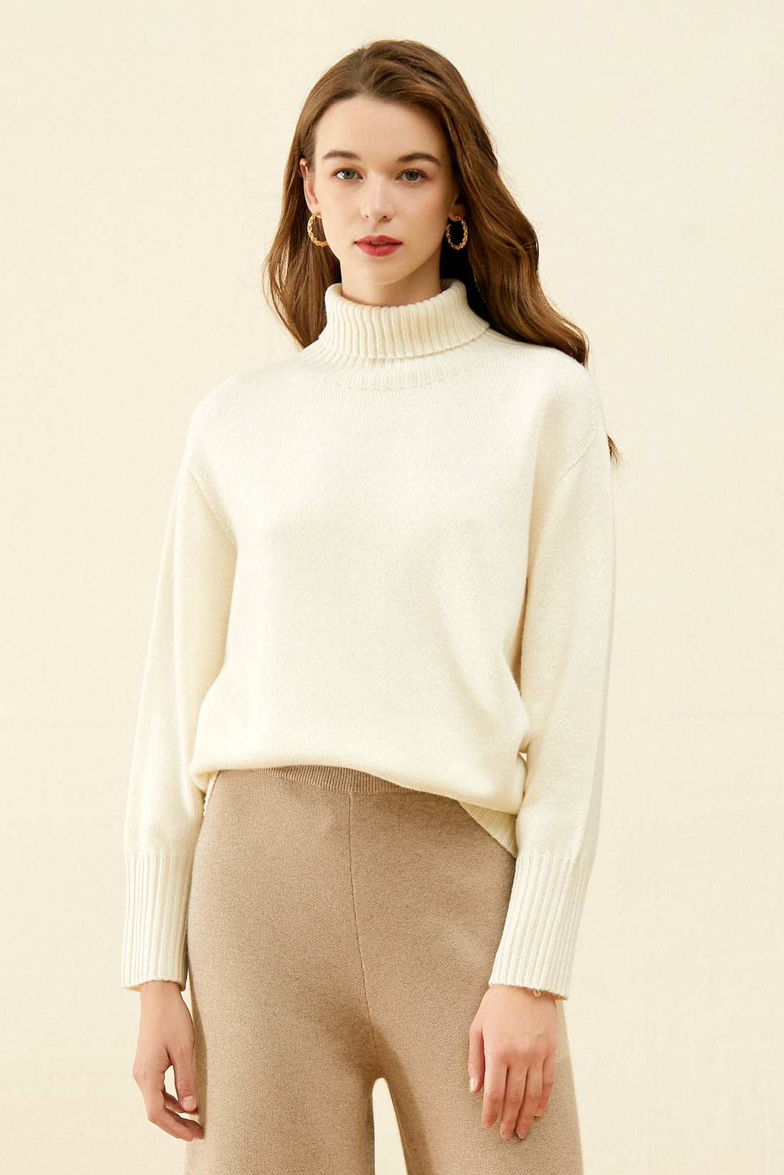 SKYE San Francisco Shop SF Chic Modern Elegant Classy Women Clothing French Parisian Minimalist Fashion Style Chantae Turtleneck Merino Wool Sweater White