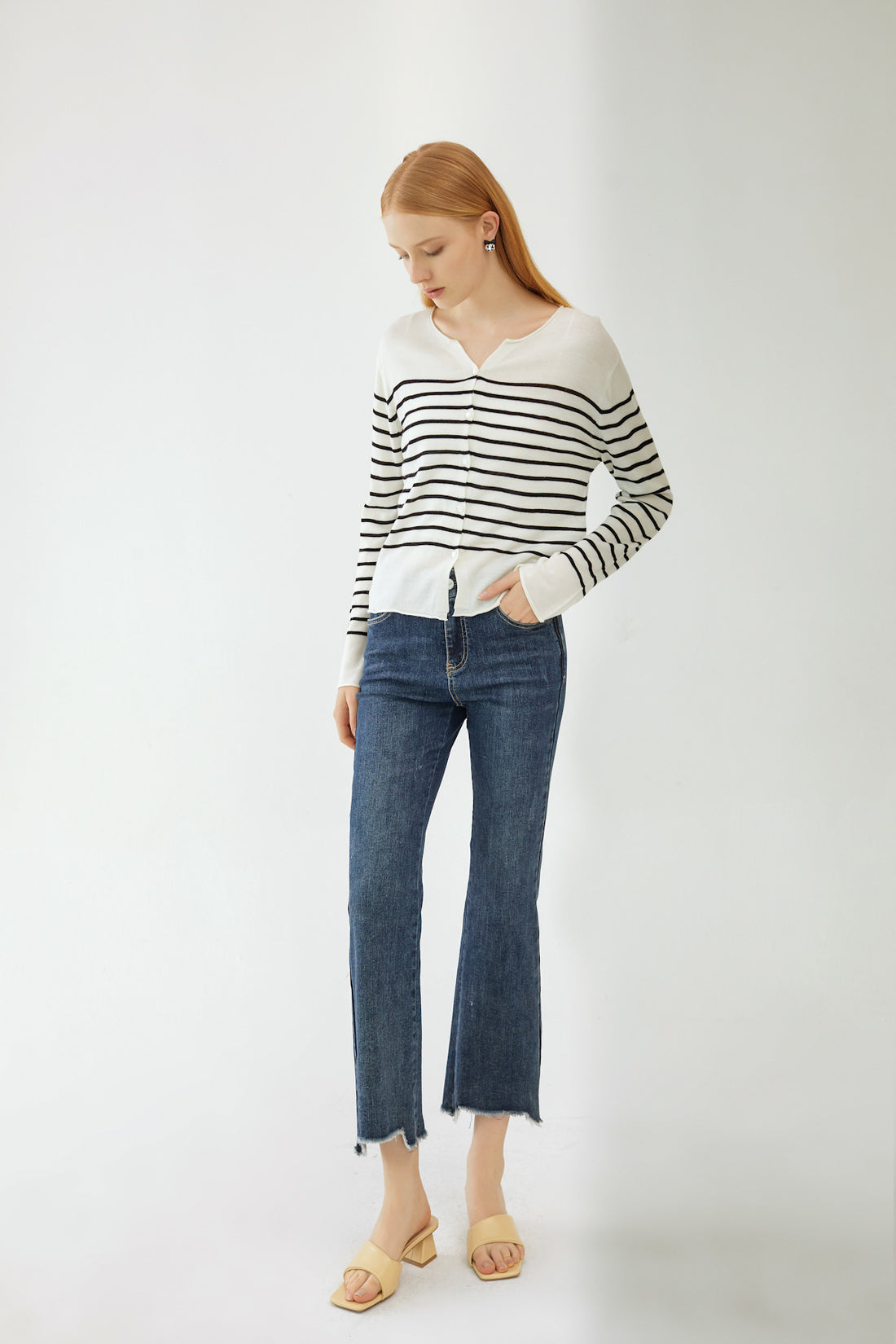 SKYE San Francisco Shop SF Chic Modern Elegant Classy Women Clothing French Parisian Minimalist Fashion Style Fae Striped Cardigan 8