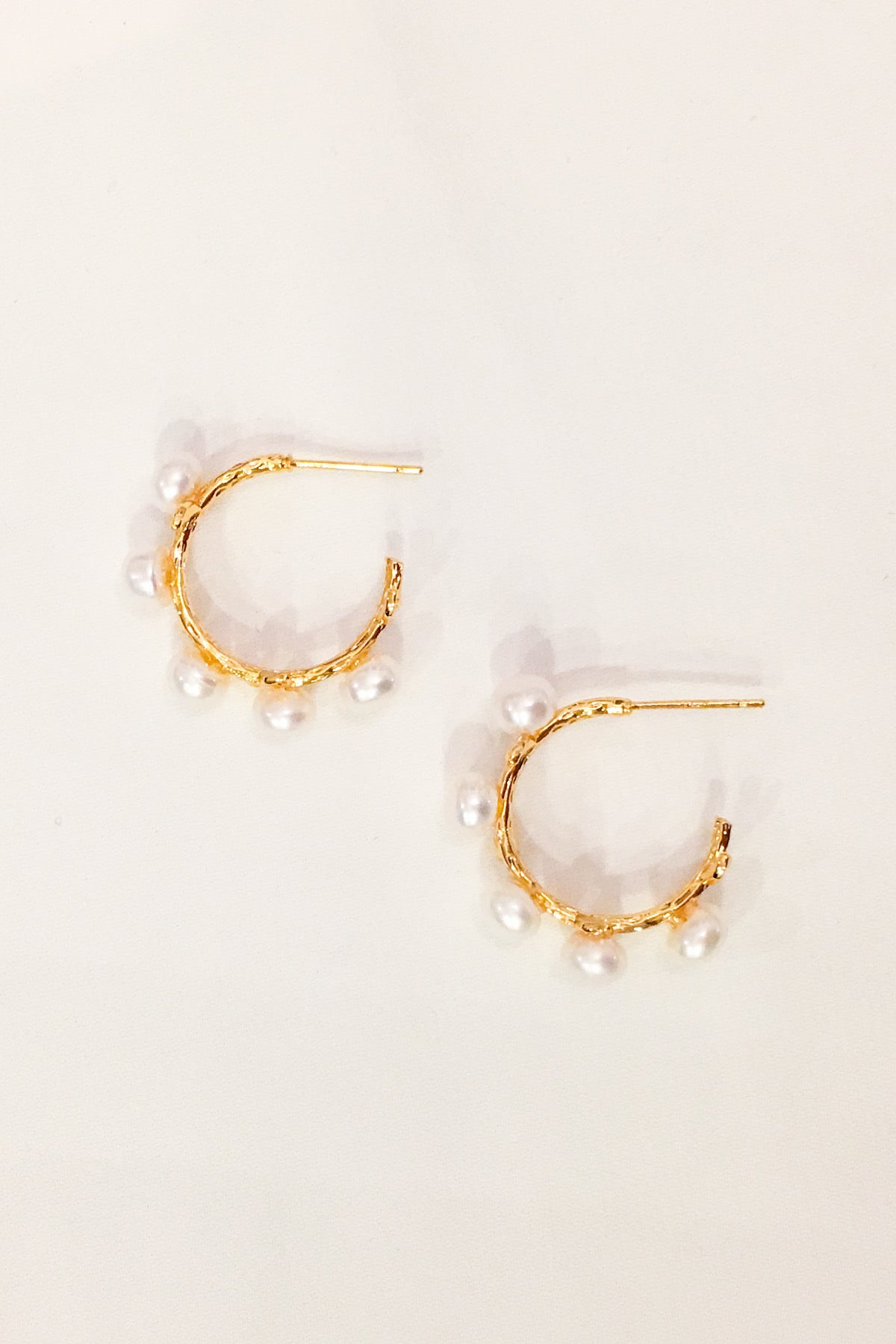 SKYE San Francisco Shop SF Chic Modern Elegant Classy Women Jewelry French Parisian Minimalist Clarice 18K Gold Pearl Hoop Earrings