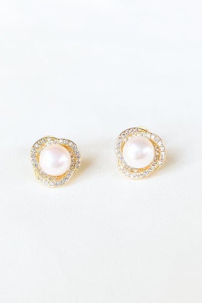 SKYE San Francisco Shop SF Chic Modern Elegant Classy Women Jewelry French Parisian Minimalist Emilien 18K Gold Crystal Pearl Earrings
