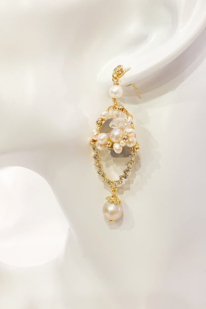 SKYE San Francisco Shop SF Chic Modern Elegant Classy Women Jewelry French Parisian Minimalist Marquis 18K Gold Crystal Pearl Earrings 3