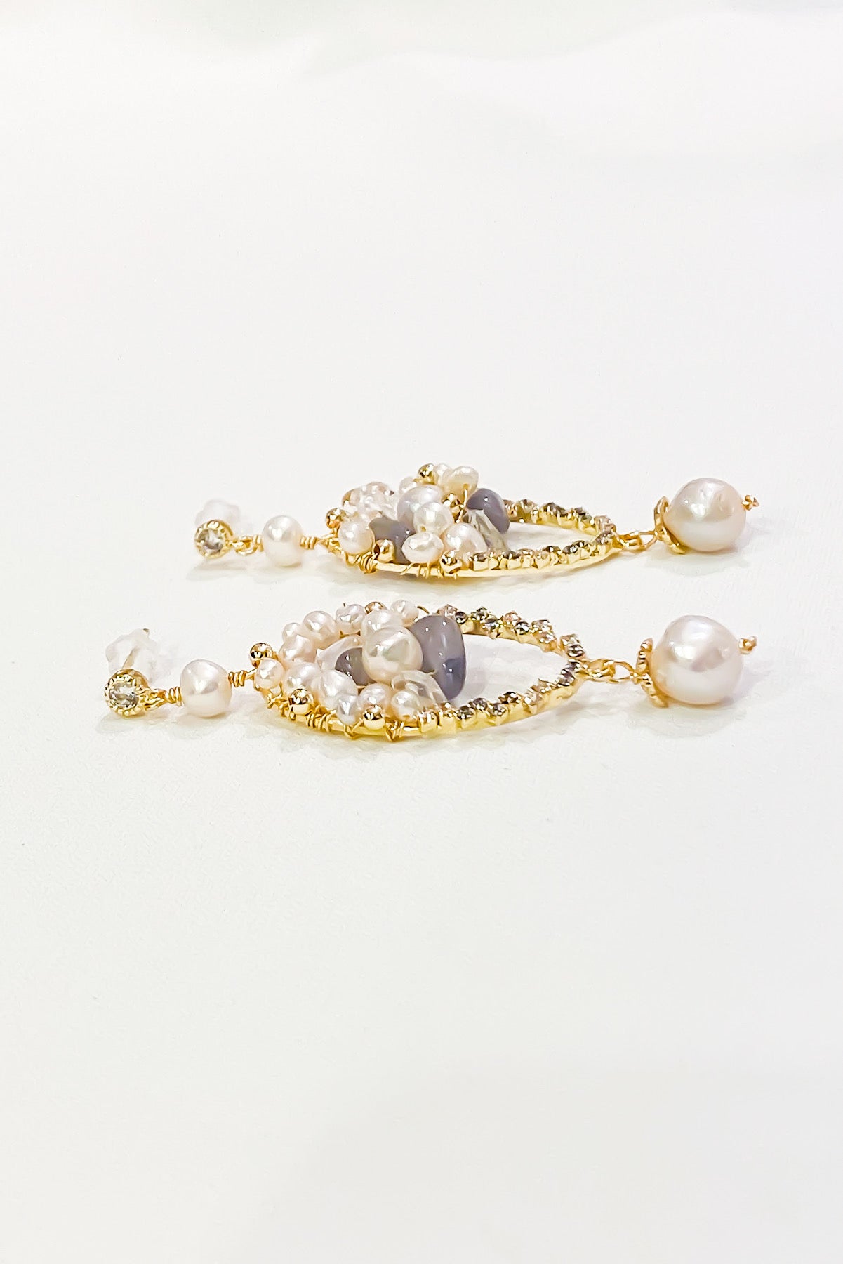 SKYE San Francisco Shop SF Chic Modern Elegant Classy Women Jewelry French Parisian Minimalist Marquis 18K Gold Crystal Pearl Earrings 5