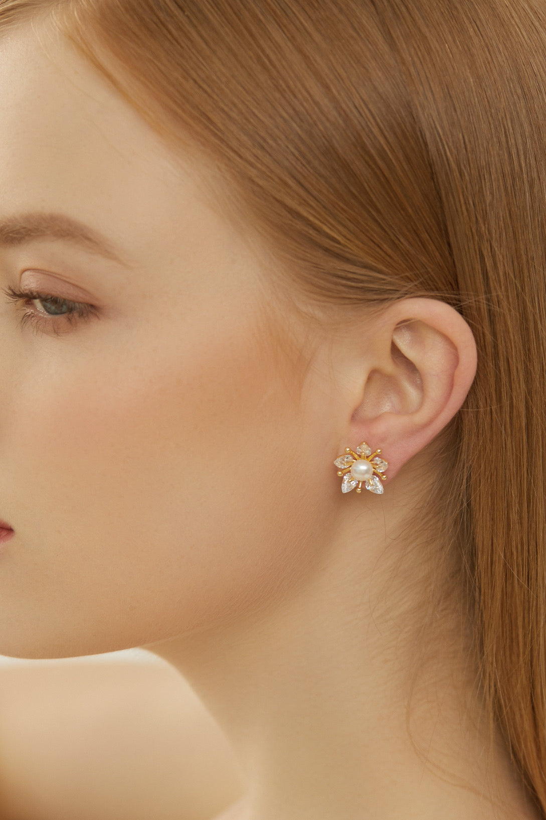 SKYE Shop Chic Modern Elegant Classy Women Jewelry French Parisian Minimalist Angelica Gold Pearl Sakura Flower Stud Earrings