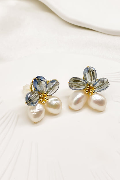 SKYE Shop Chic Modern Elegant Classy Women Jewelry French Parisian Minimalist Kira Cystal Flower Freshwater Pearl Earrings 4