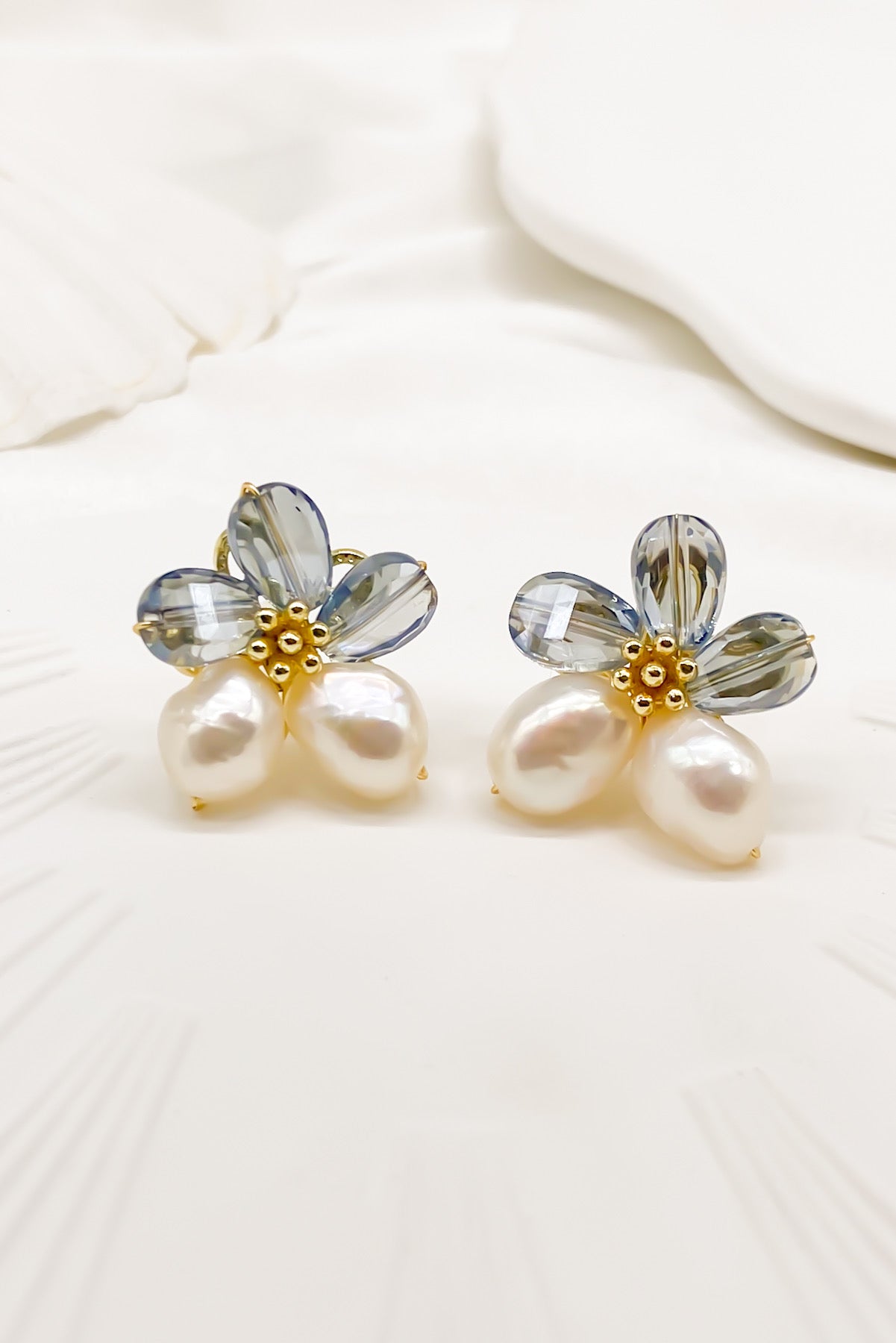 SKYE Shop Chic Modern Elegant Classy Women Jewelry French Parisian Minimalist Kira Cystal Flower Freshwater Pearl Earrings 9