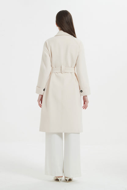 SKYE Shop Chic Modern Elegant Timeless Women Clothing French Parisian Minimalist Annabelle Long Wool Coat White