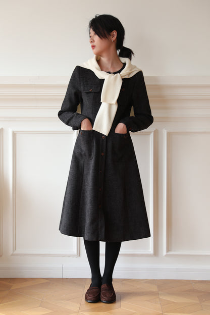 SKYE Shop Chic Modern Elegant Timeless Women Clothing French Parisian Minimalist Emilia Tweed Dress black 7