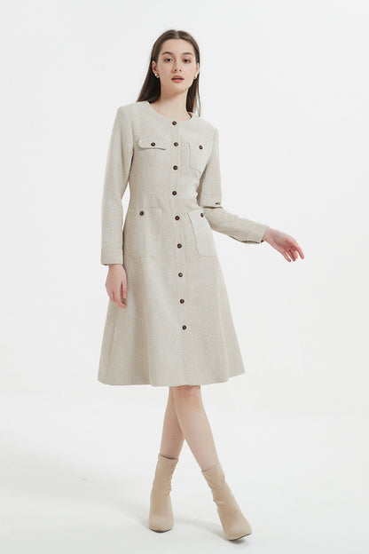 SKYE Shop Chic Modern Elegant Timeless Women Clothing French Parisian Minimalist Emilia Tweed Midi Dress 7