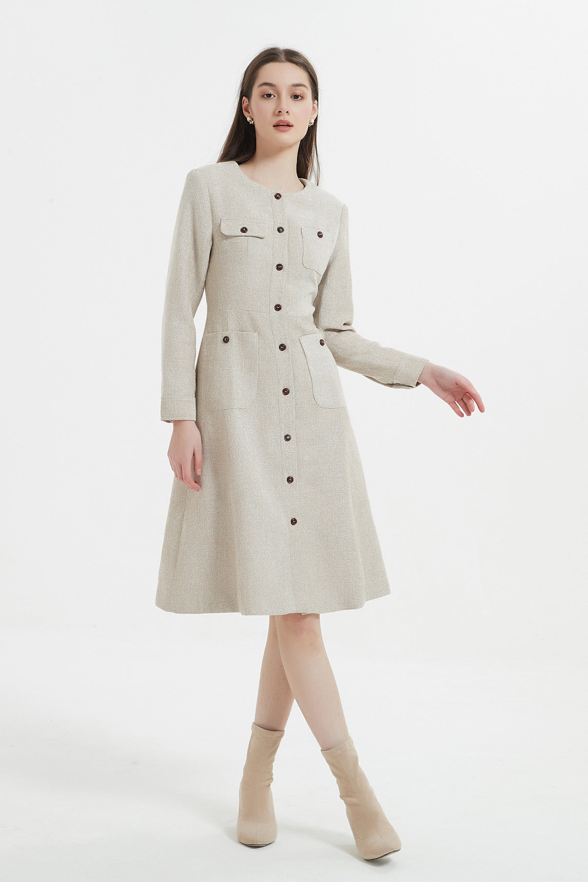 Skye Emilia Tweed Dress Light Grey / L / Final Sale