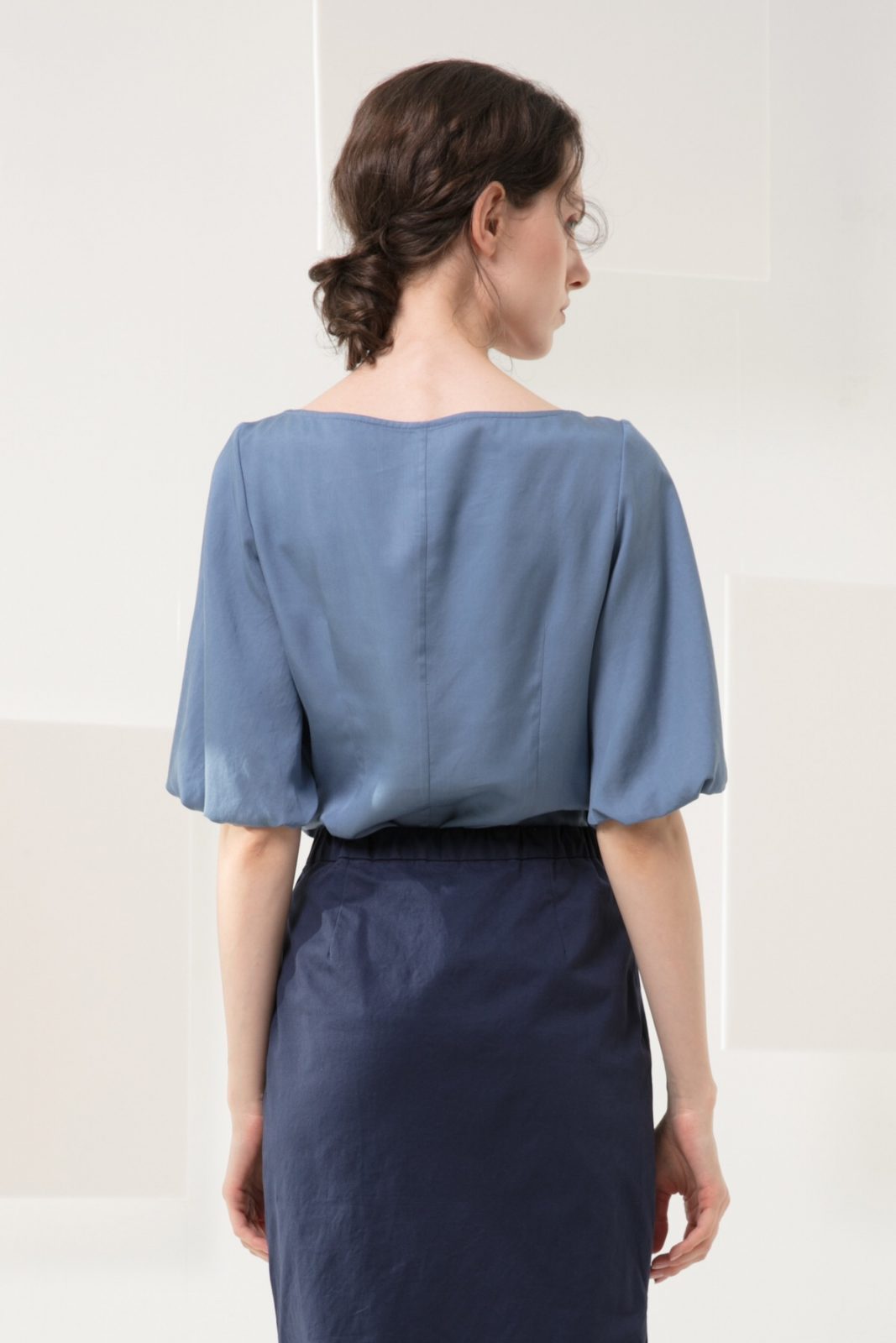 SKYE minimalist women clothing fashion Kai Knot Top blue 3