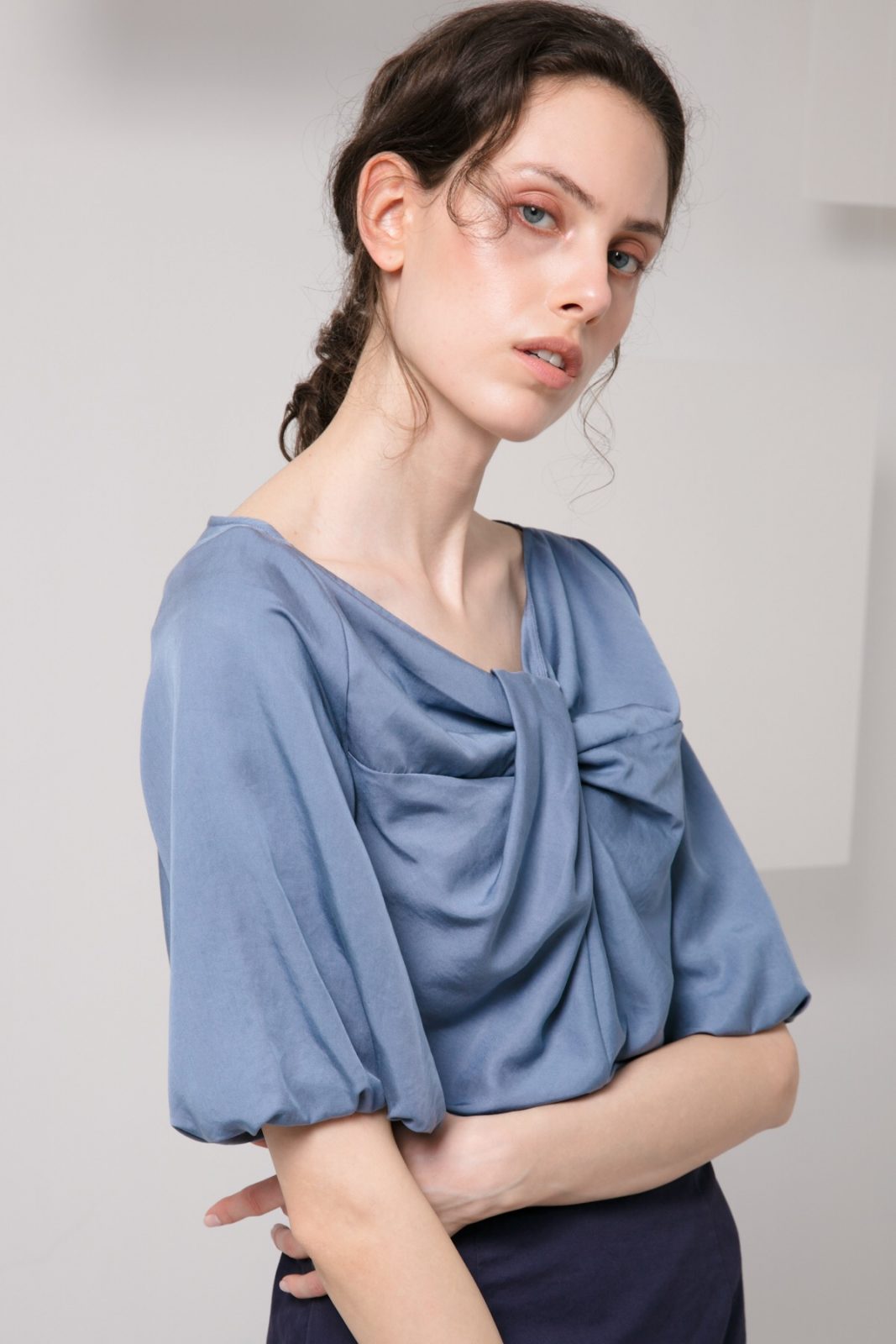 SKYE minimalist women clothing fashion Kai Knot Top blue 4
