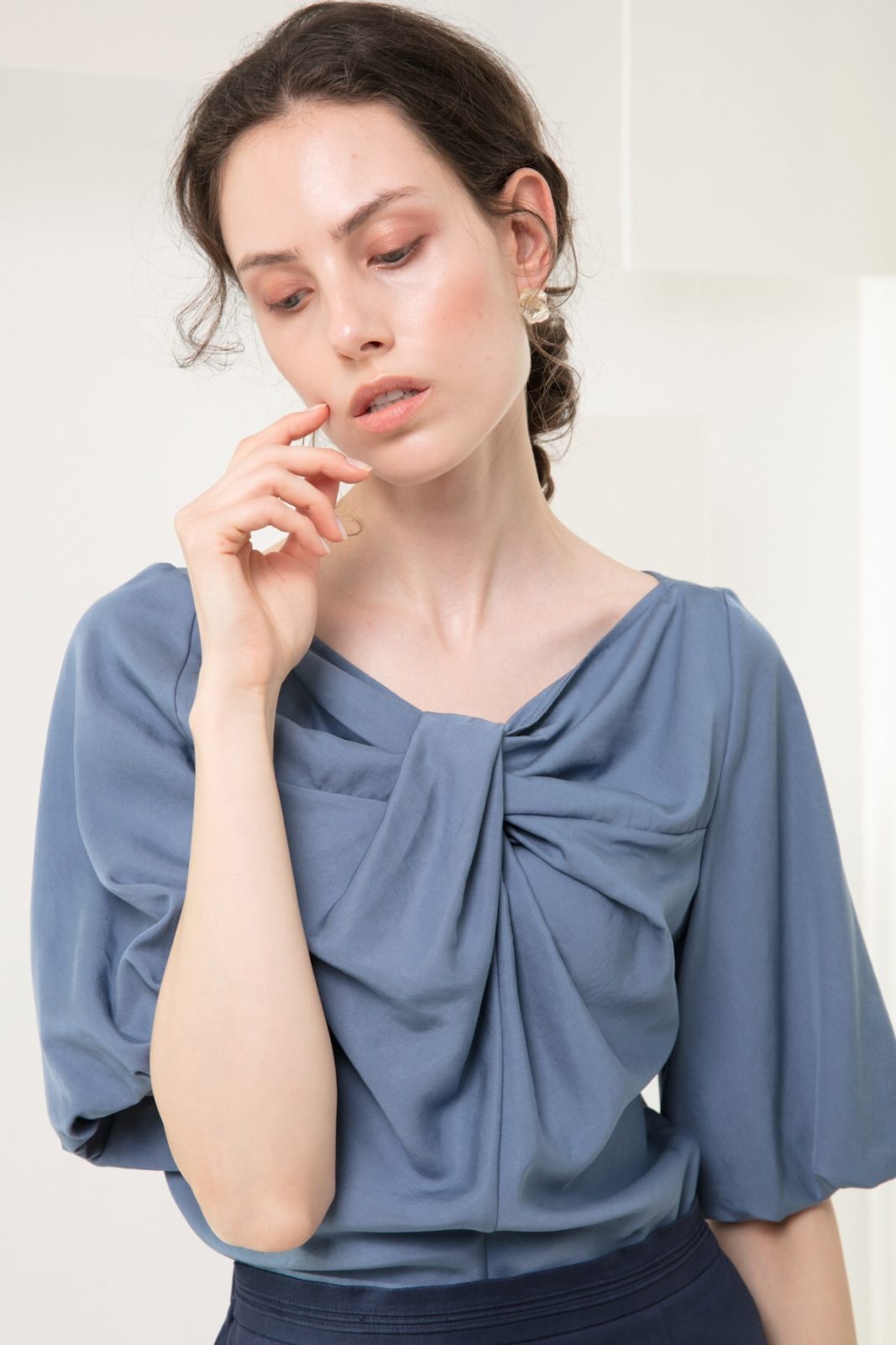 SKYE minimalist women clothing fashion Kai Knot Top blue 6