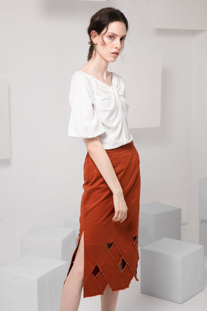 SKYE minimalist women clothing fashion Kai Knot Top white 3