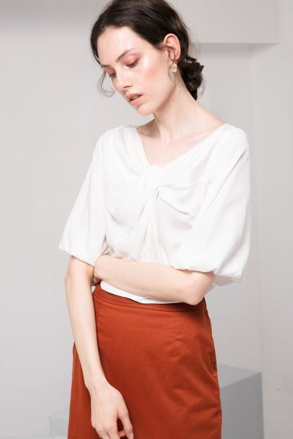 SKYE minimalist women clothing fashion Kai Knot Top white 4