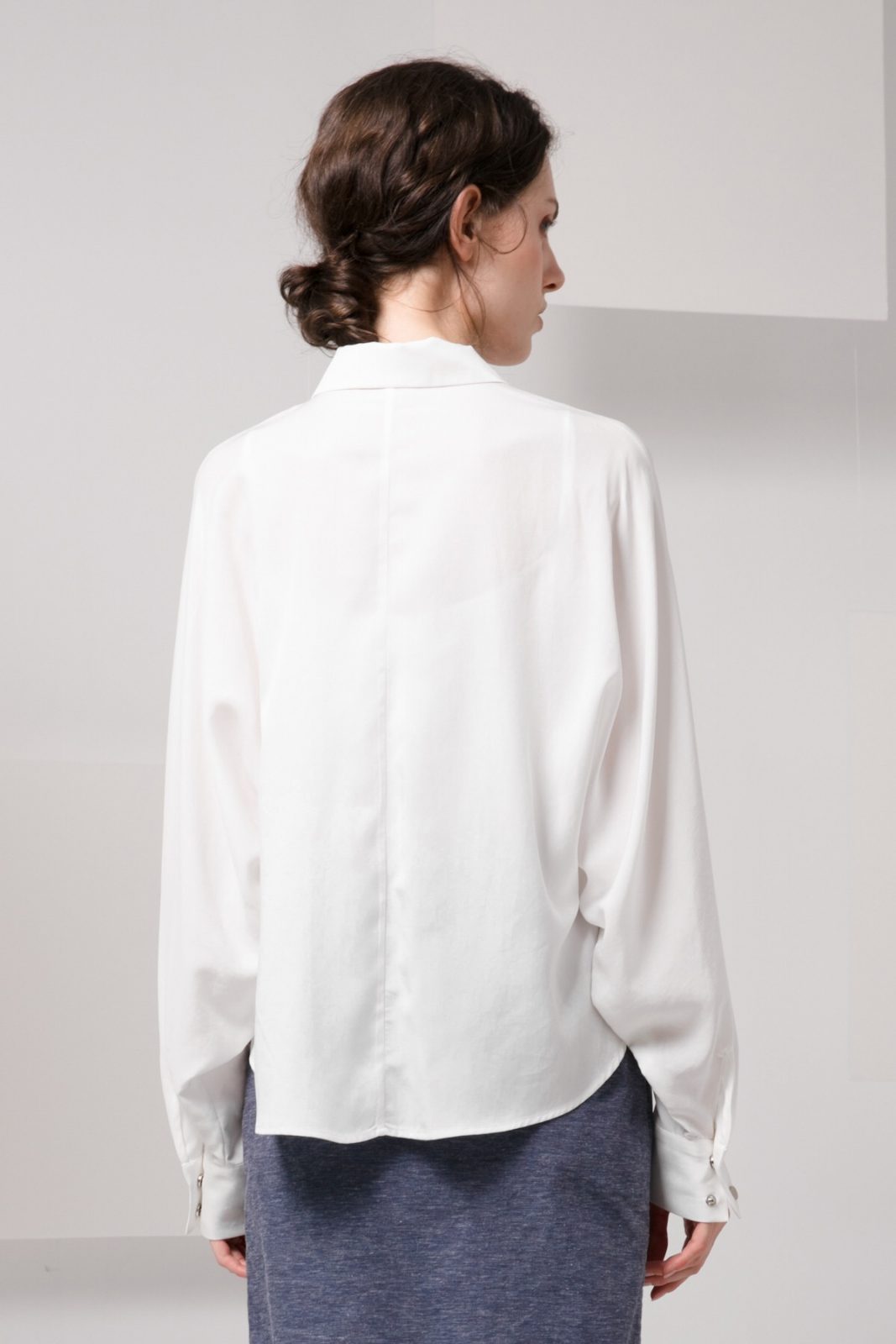 SKYE minimalist women clothing fashion Kaia Tencel Blouse Top white 4
