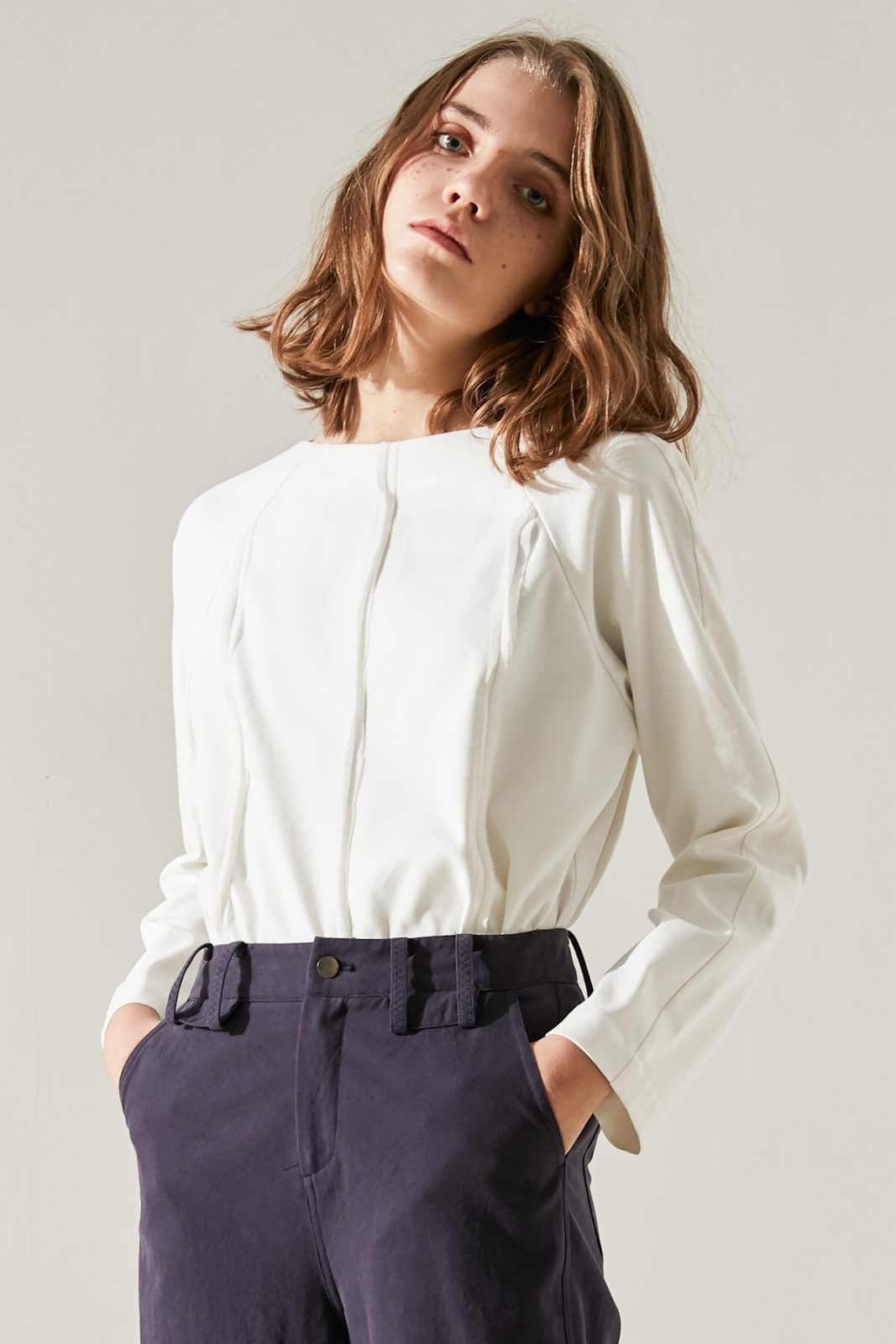 SKYE minimalist women clothing fashion Kate Chiffon Blouse Top white 2