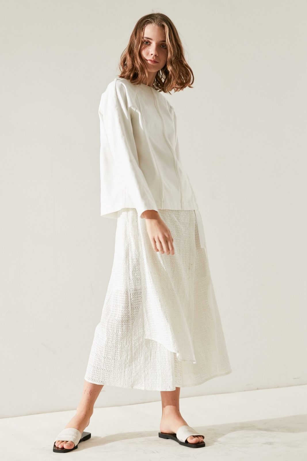 SKYE minimalist women clothing fashion Kate Chiffon Blouse Top white 5