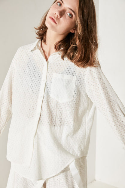 SKYE minimalist women clothing fashion Victoriana Shirt lace white 2