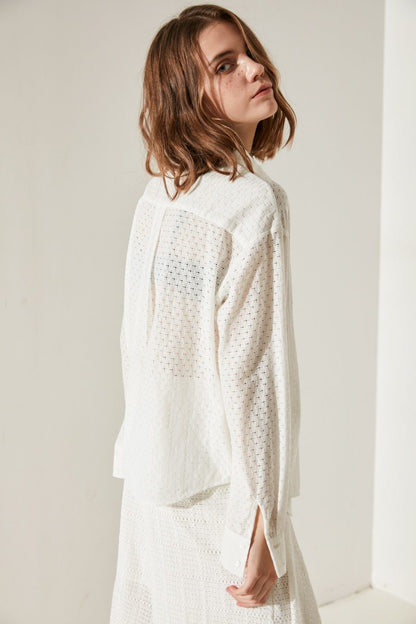 SKYE minimalist women clothing fashion Victoriana Shirt lace white 4