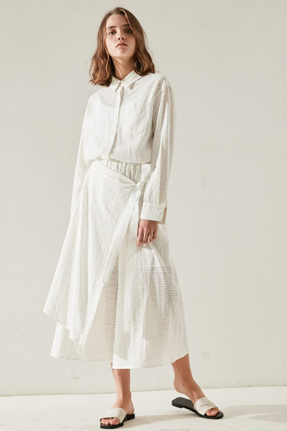 SKYE minimalist women clothing fashion Victoriana Shirt lace white