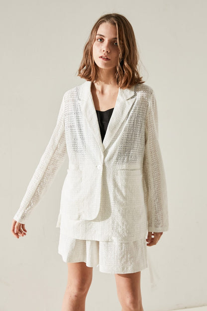 SKYE minimalist women fashion Charlotte blazer lace white