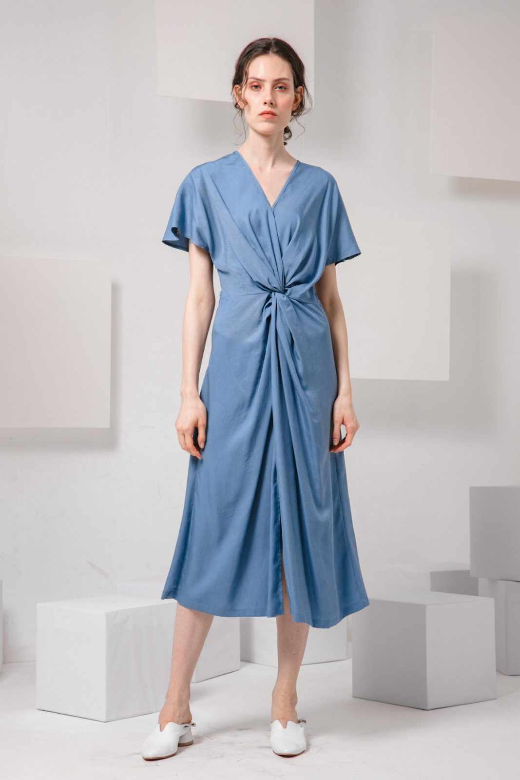 SKYE modern minimalist women clothing fashion Calla Dress blue
