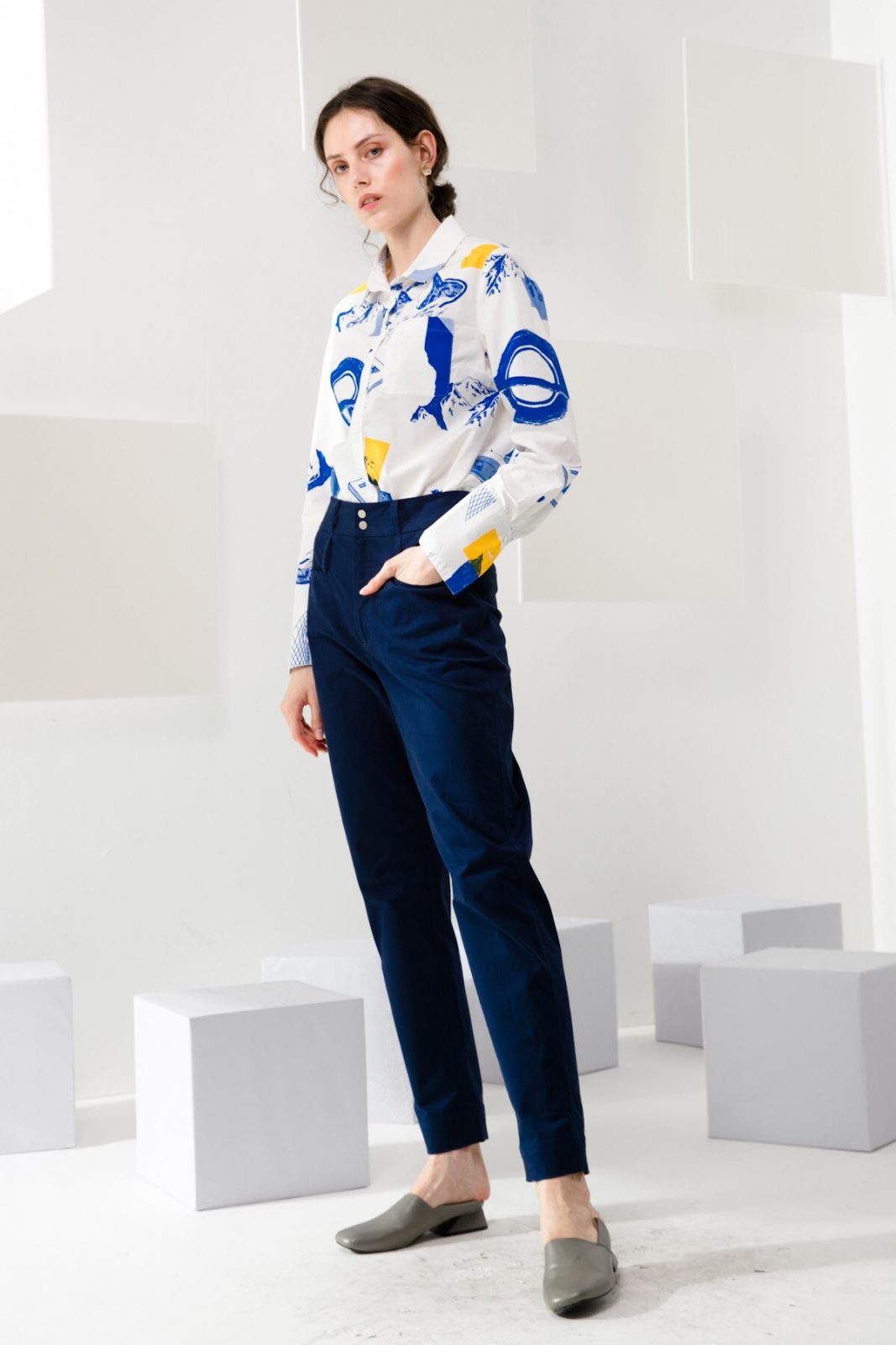 SKYE modern minimalist women clothing fashion Elise Pants blue 5