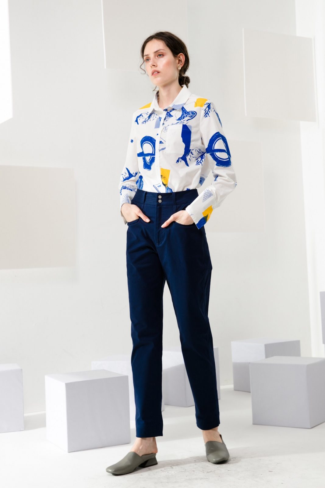 SKYE modern minimalist women clothing fashion Elise Pants blue 6